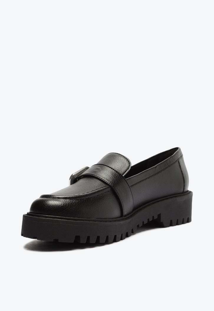 Mocassim Preto Anacapri Tratorado Fivela