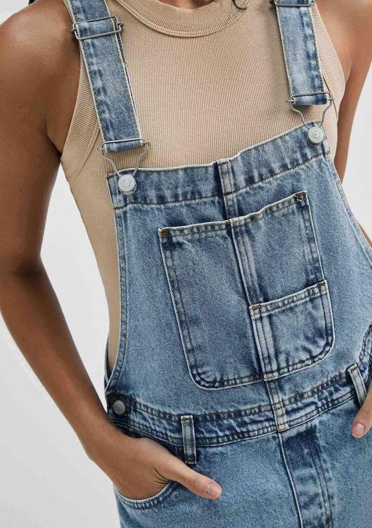 Jardineira Jeans Azul Hering