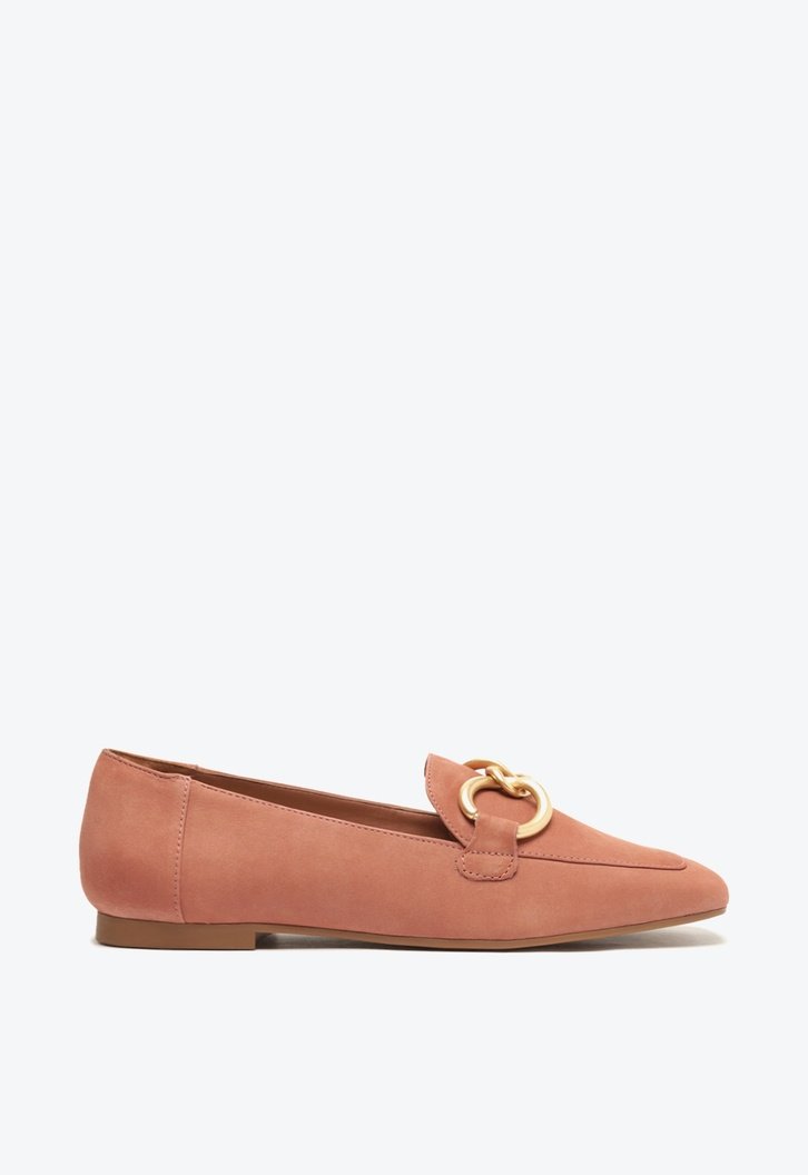 Mocassim Rosa Arezzo Nobuck Bico Quadrado Elos
