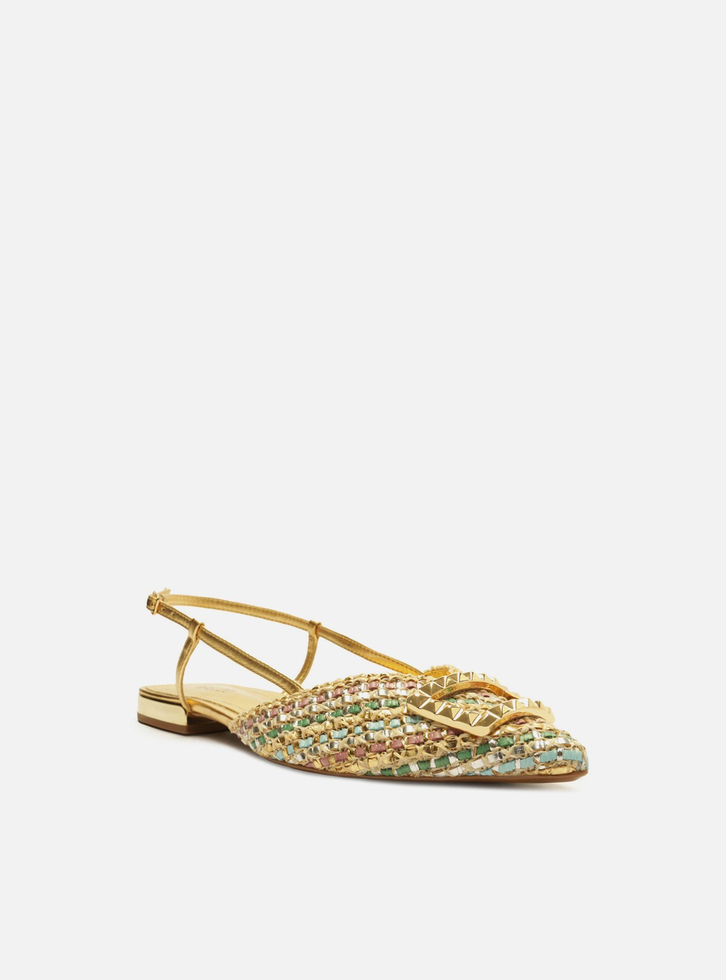 Sapatilha Colorida Arezzo Color Tressê Bico Fino Slingback Sapatilha Colorida Arezzo Color Tressê Bico Fino Slingback