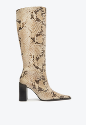 Bota Bege Schutz Raffaela Up Couro Snake