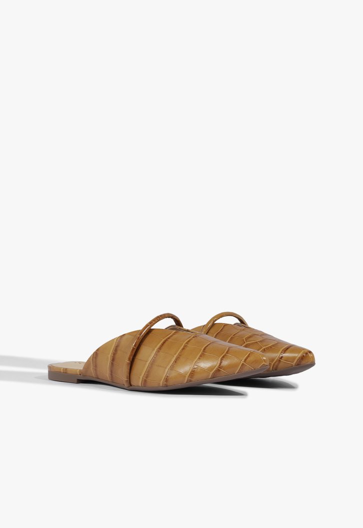 FLAT MULE CROCO BROWN