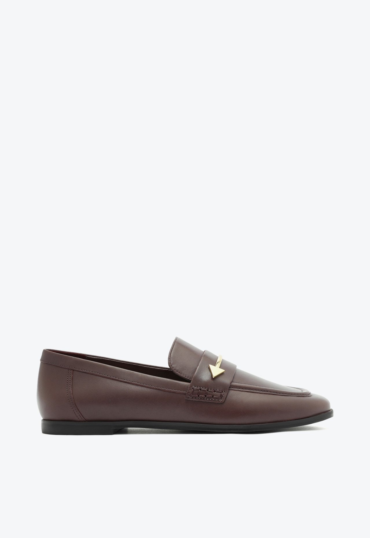 Mocassim Marrom Arezzo Couro Bico Redondo Metal | ZZ MALL
