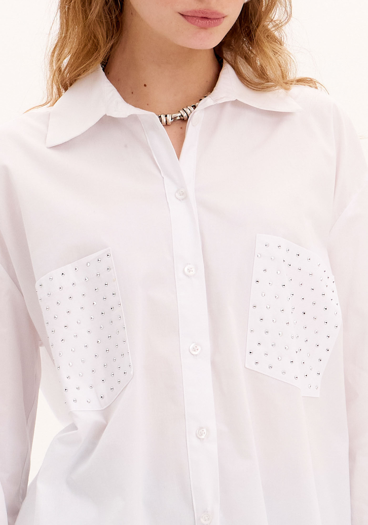 Camisa Branca My Favorite Things Alongada com Bolso