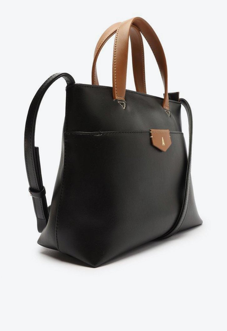 Bolsa Tote Preta Anacapri Bicolor Média