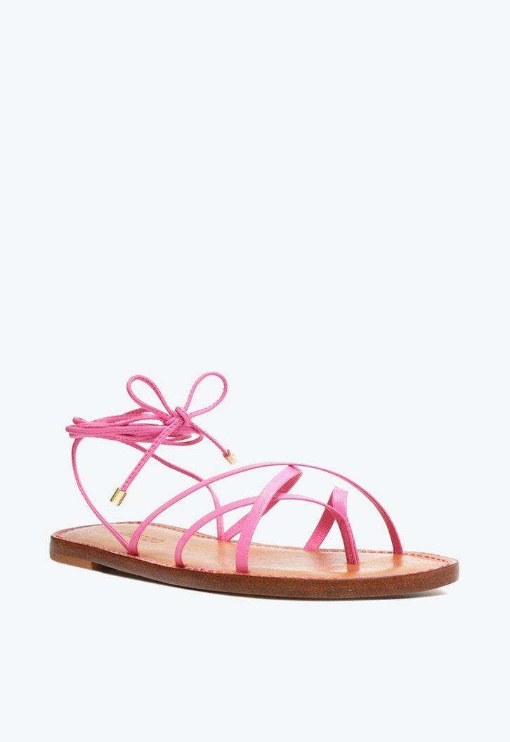 Sandália Rasteira Rosa Arezzo Amarração Ella