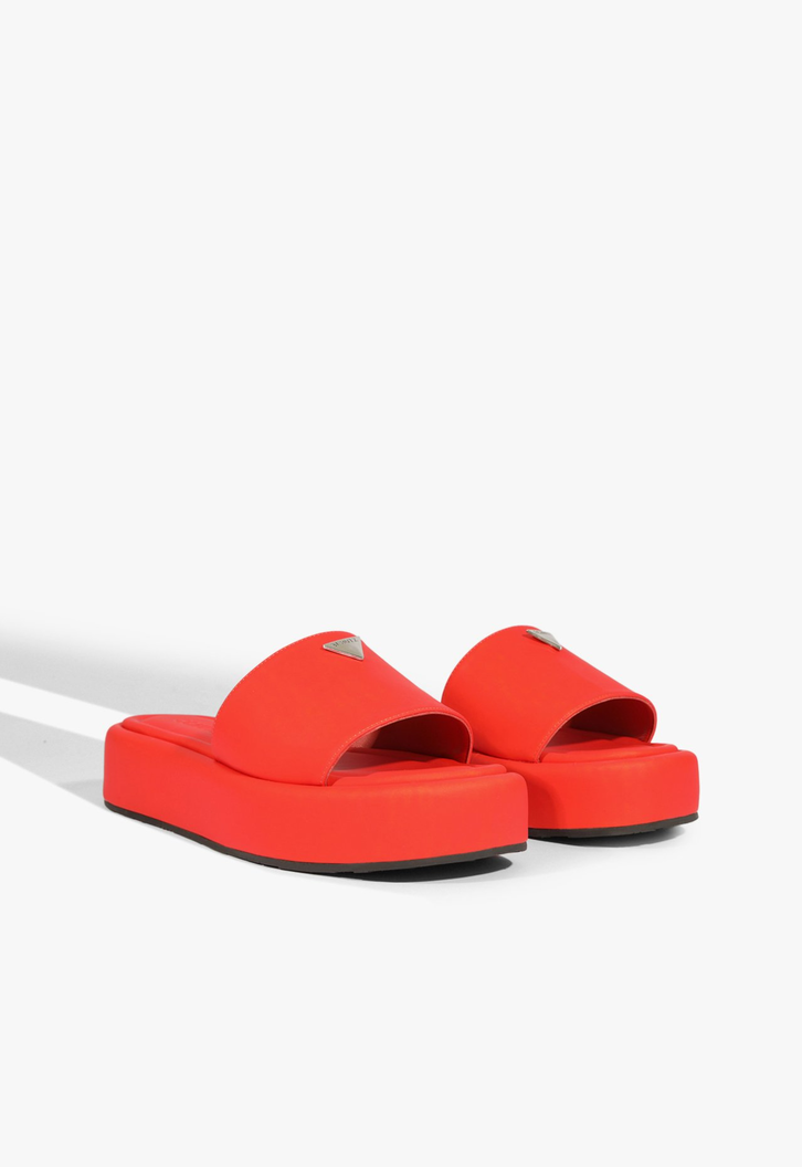 Papete Viena Plataforma Couro Vermelho