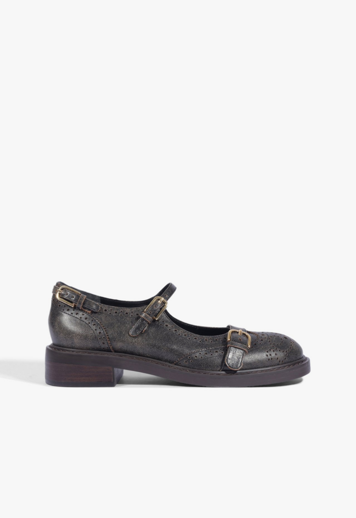Oxford Dafne Couro Preto Fosco