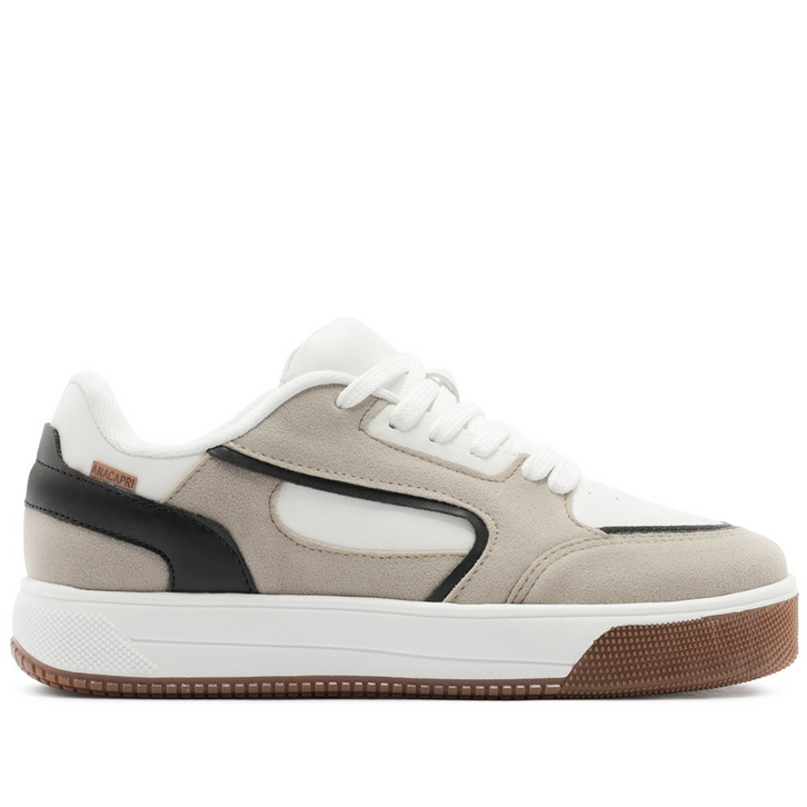 Tênis Esportivo Casual Bicolor Bege e Marrom