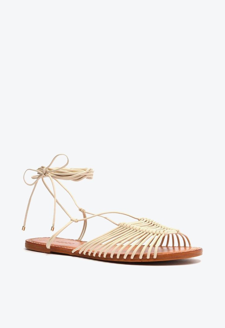 Sandália Rasteira Off-White Arezzo Multi Tiras Amarração Ella