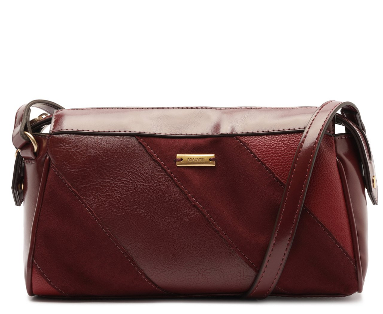 Bolsa Média Tiracolo Mix Texturas Vermelha | ZZ MALL