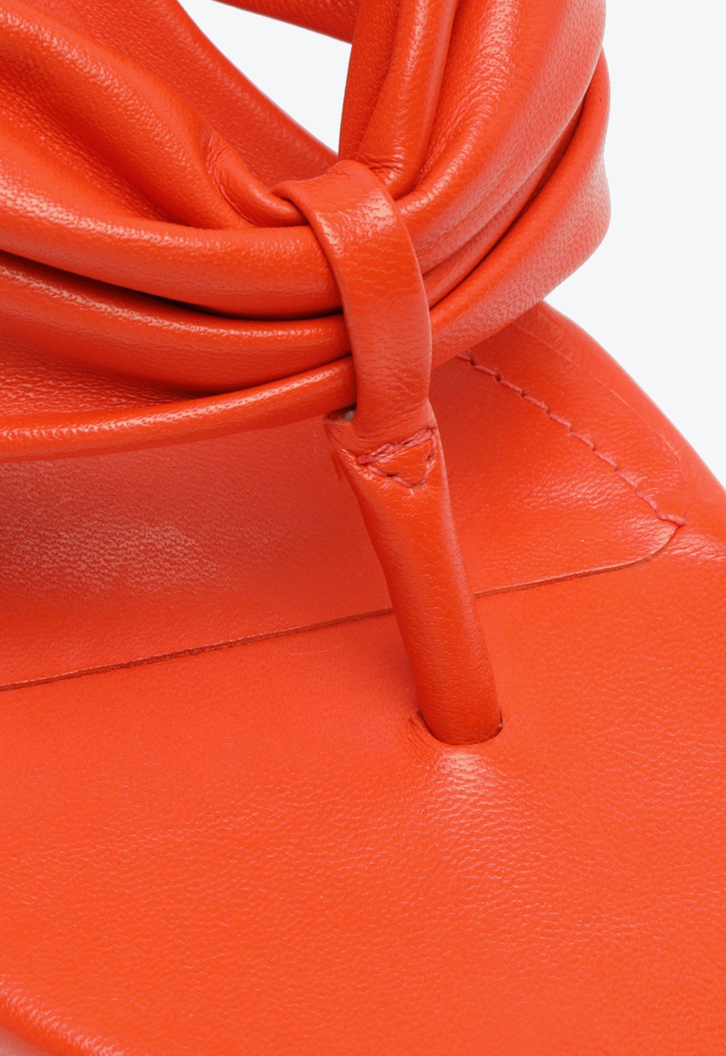 Chinelo Salto Fino Médio Couro Laranja