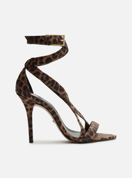Sandália Animal Print Arezzo Salto Fino Tiras Cruzadas