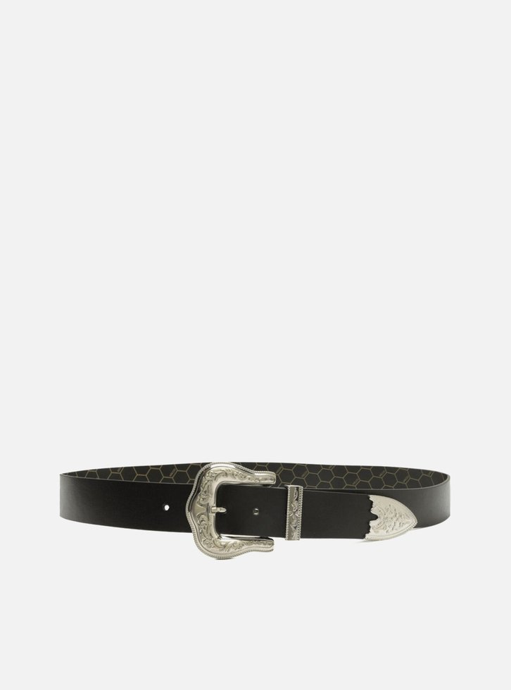Cinto Western Preto Arezzo Couro Fivela