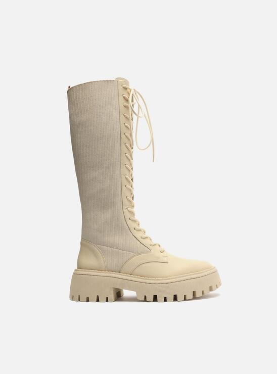 COTURNO OFF-WHITE AREZZO COURO CANO ALTO TRATORADO