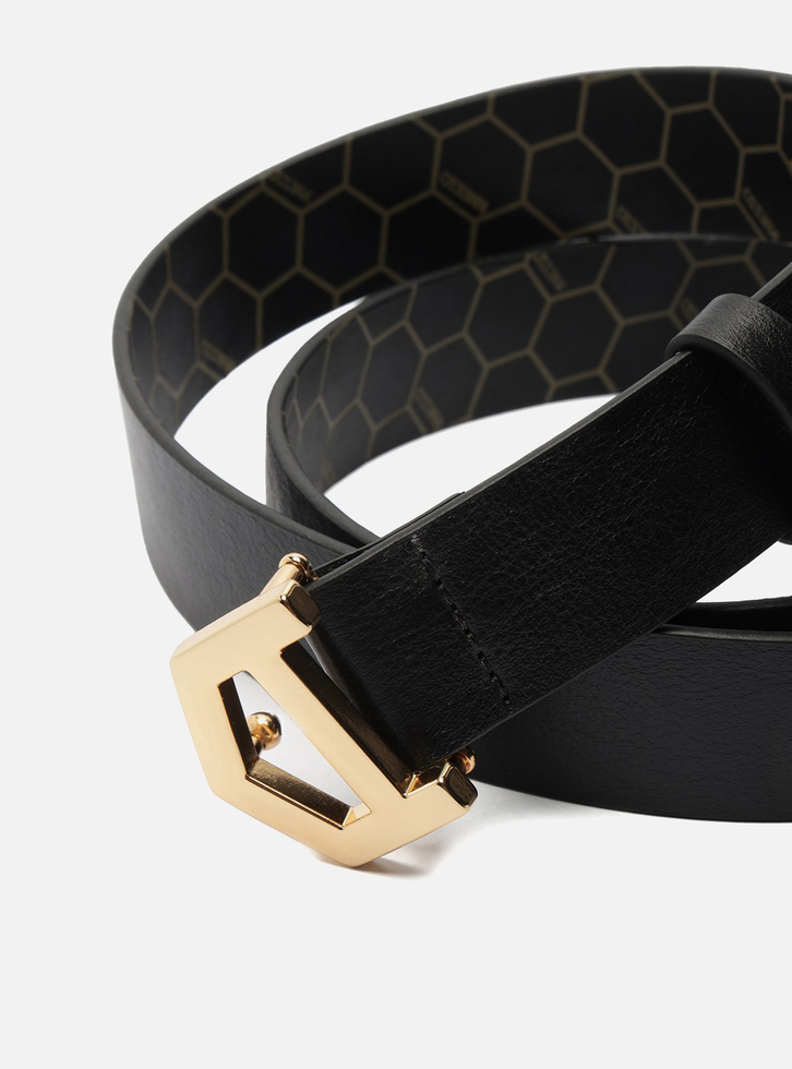 Cinto Preto Couro Fivela Metal A