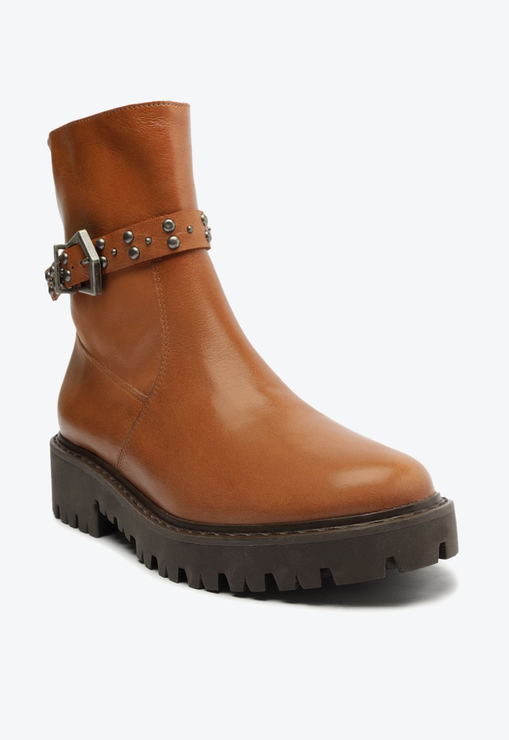 Bota Cano Médio Couro Marrom