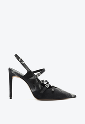 Sapato Scarpin Jeans Preto Schutz Slingback Salto Alto