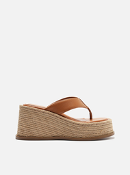 Sandália Plataforma Marrom Arezzo Couro Palha Flip Flop