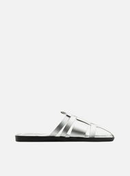 Mule Rasteiro Prateado Arezzo Salto Silver