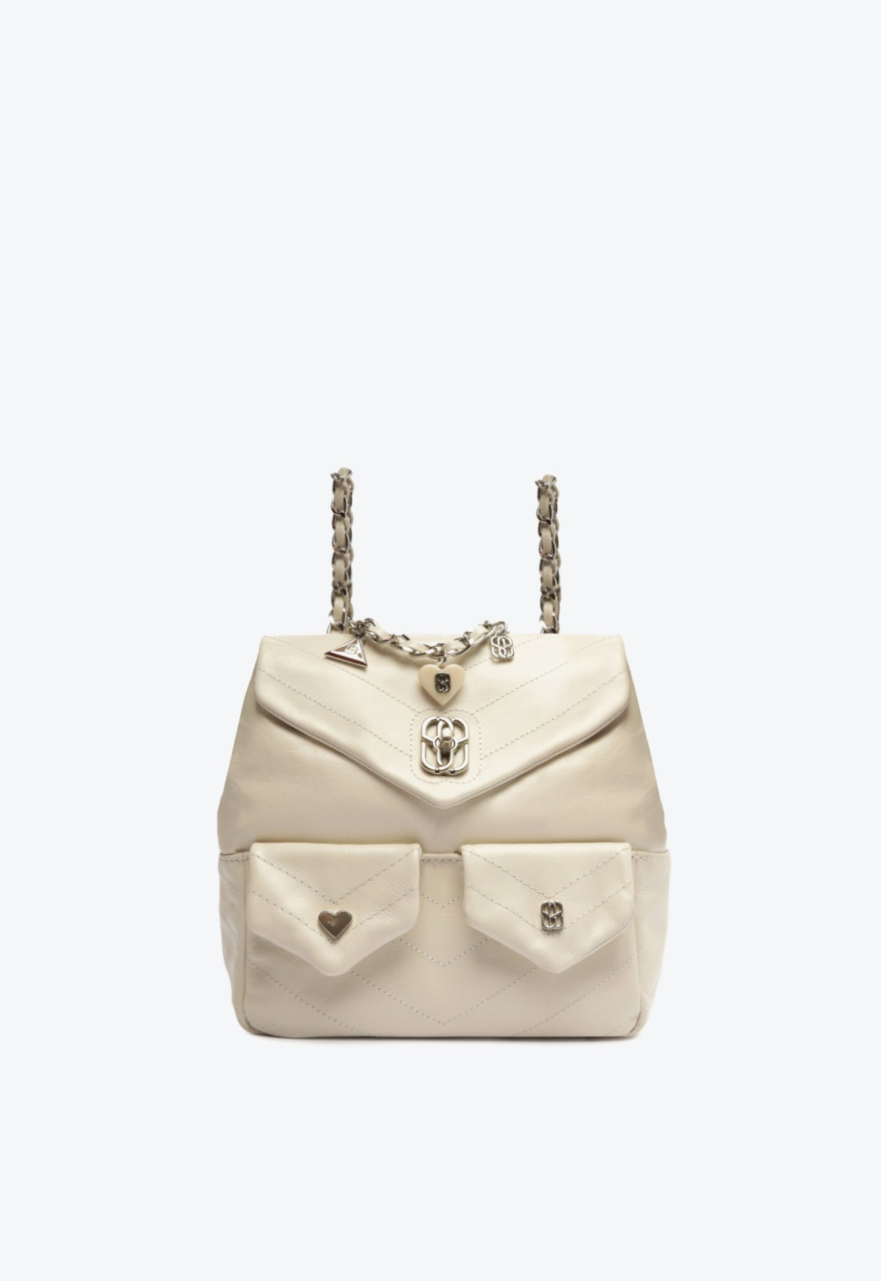 Mochila Branca Schutz Média Charms Couro | ZZ MALL