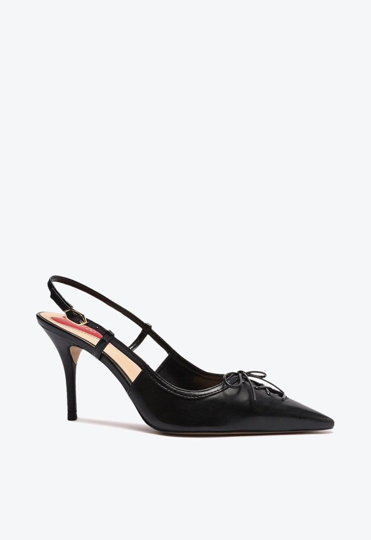Scarpin Preto Arezzo Couro Bico Fino Slingback Gisele