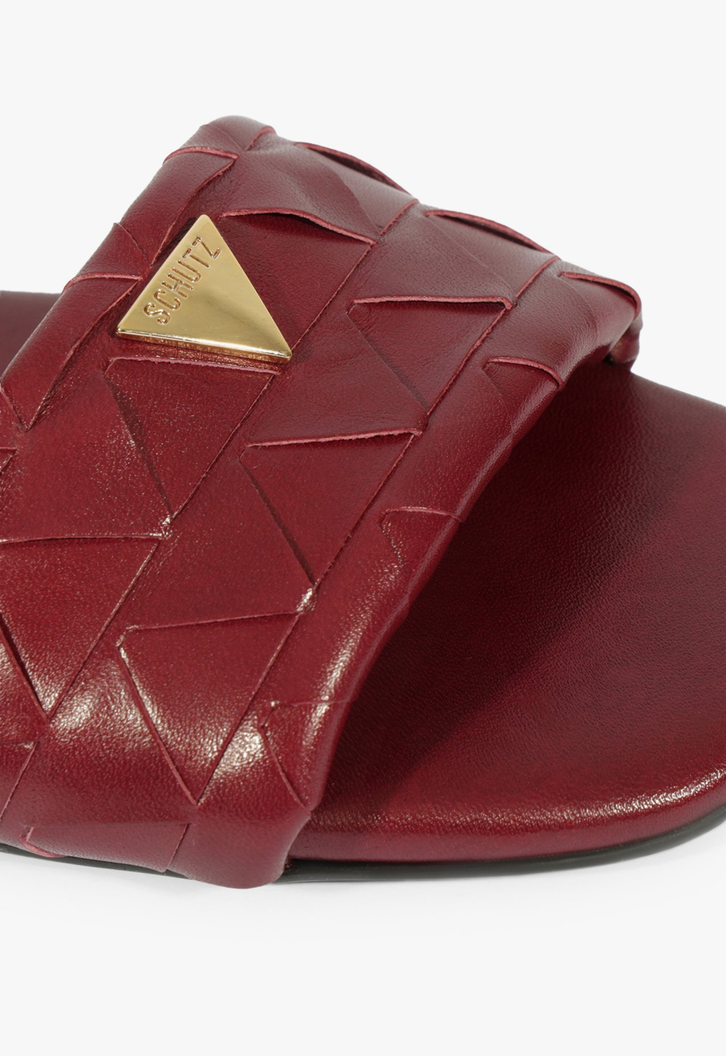 Slide Fresh Boho Couro Vermelho