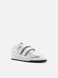 Tênis Slip On Prata Arezzo Couro Tiras Velcro