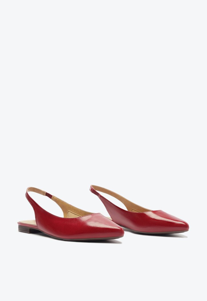 Sapatilha Slingback Bico Fino Vermelho