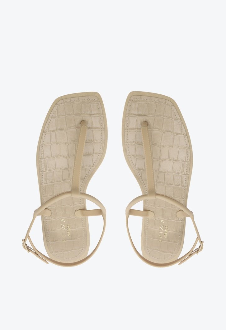 Kit Sandália Rasteira Off-White Square Palmilha Croco e Bag