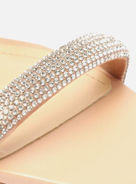 SANDÁLIA NUDE AREZZO BLOCO BICO QUADRADO STRASS