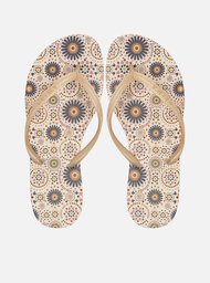 Chinelo de Dedo Dourado Estampa Marrocos Essential