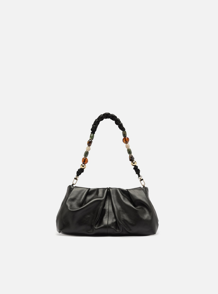 Bolsa Shoulder Preta Couro Média Napa