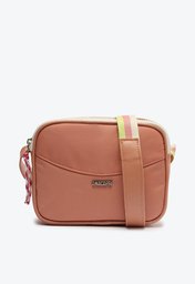 Crossbody Rosa Anacapri Nylon Média Alça Listrada