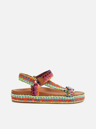 Sandália Papete Flatform Colorida Arezzo Crochê