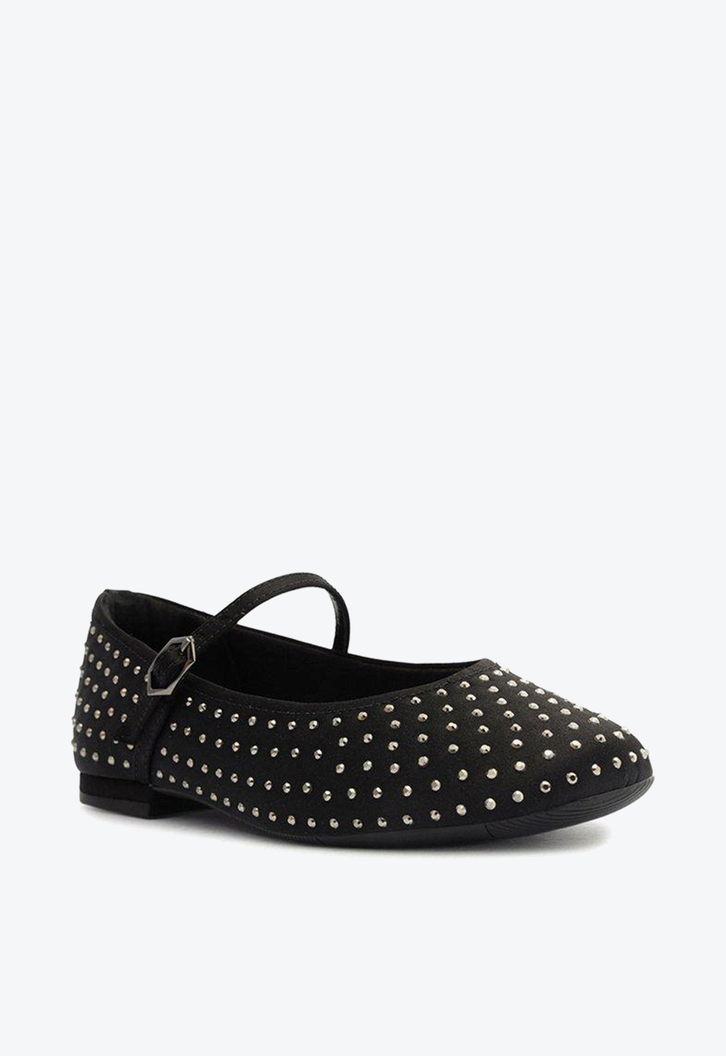 Sapatilha Infantil Preta Arezzo Strass Bico Redondo Charlotte