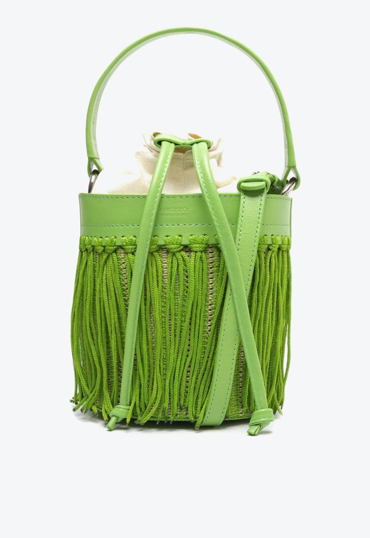 Bolsa Bucket Verde Arezzo Franjas Luci Média