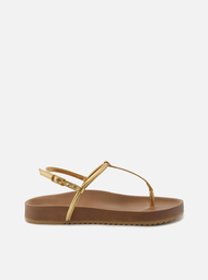 Sandália Papete Flatform Dourada Arezzo Slim
