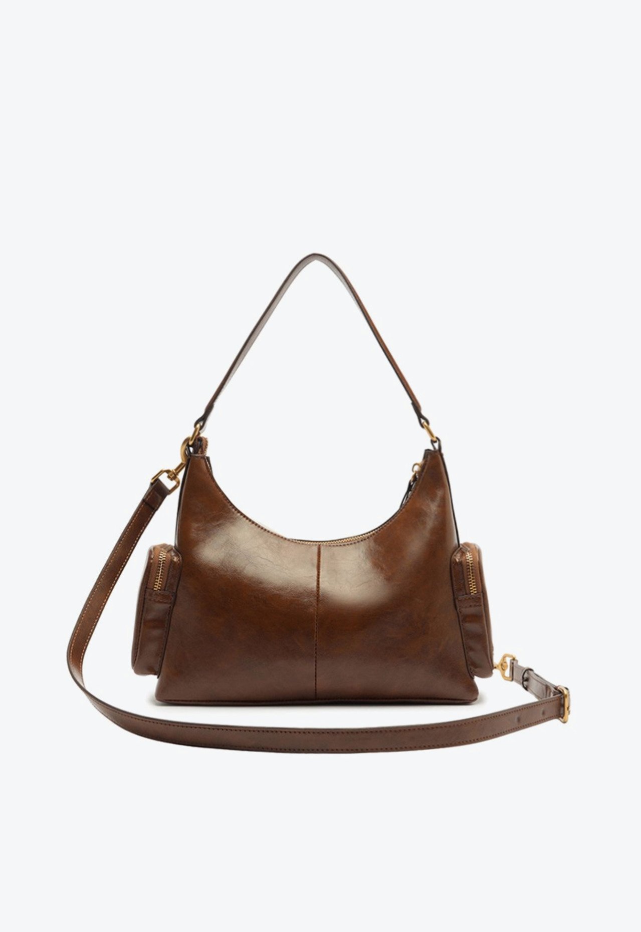 Bolsa Tiracolo Média Bolso Lateral Marrom | ZZ MALL