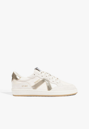 Tênis ST 001 Couro Off White e Dourado | ZZ MALL