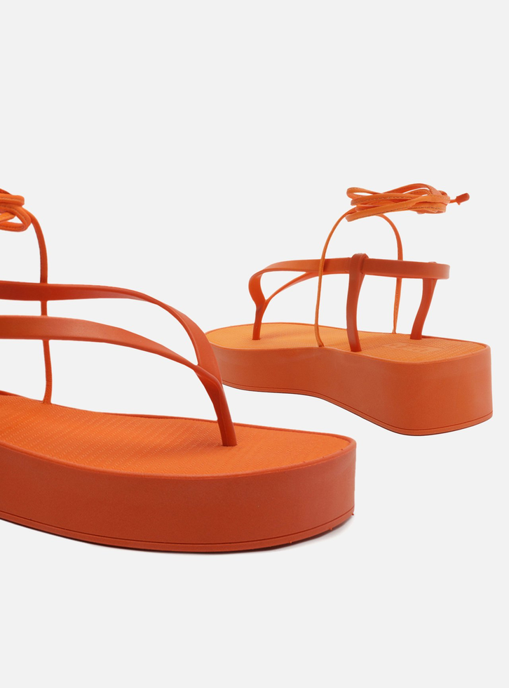 Sandália Laranja Tangerine Flatform Amarração Brizza