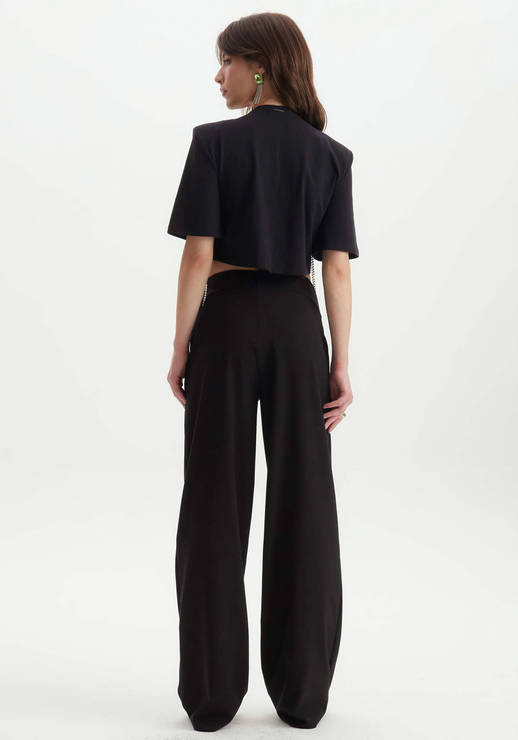 Calça Preta Lança Perfume Full Length Cintura Alta