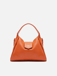 Bolsa Hobo Laranja Arezzo Couro Média Lapela