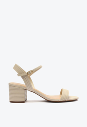 Sandália Off-White Arezzo Salto Bloco Bico Redondo