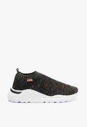 Tênis Slip On Preto Anacapri Knit Detalhe Colorido