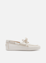 Mocassim Branco Arezzo Dockside Couro Amarração