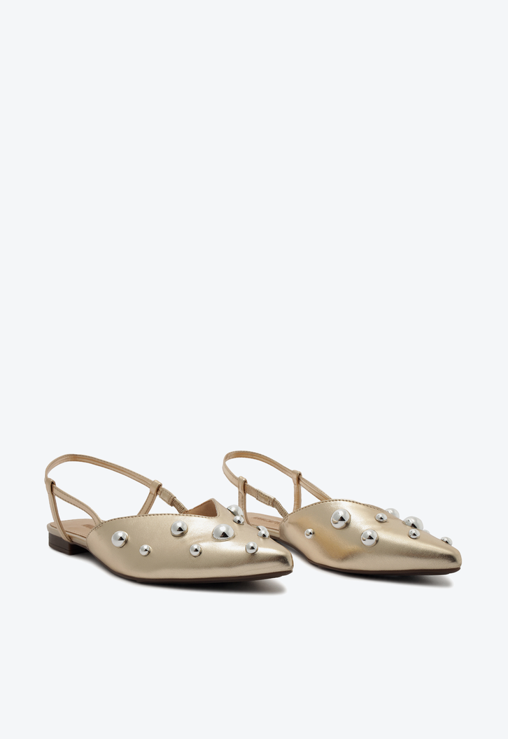 小判 Sapatilha Slingback Maxi Tachas Dourada | ZZ MALL