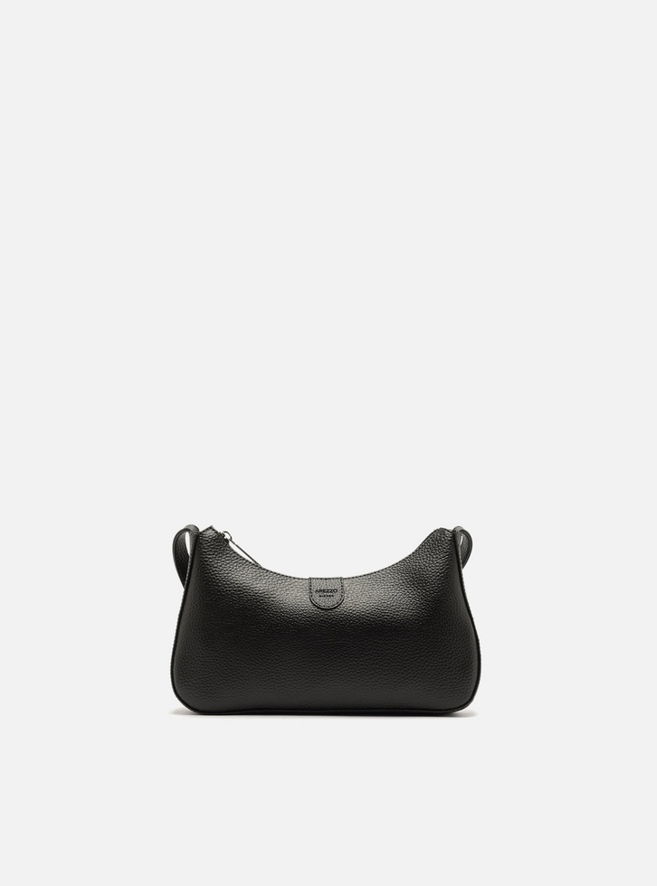 Bolsa Tiracolo Preta Média Granulada Metais