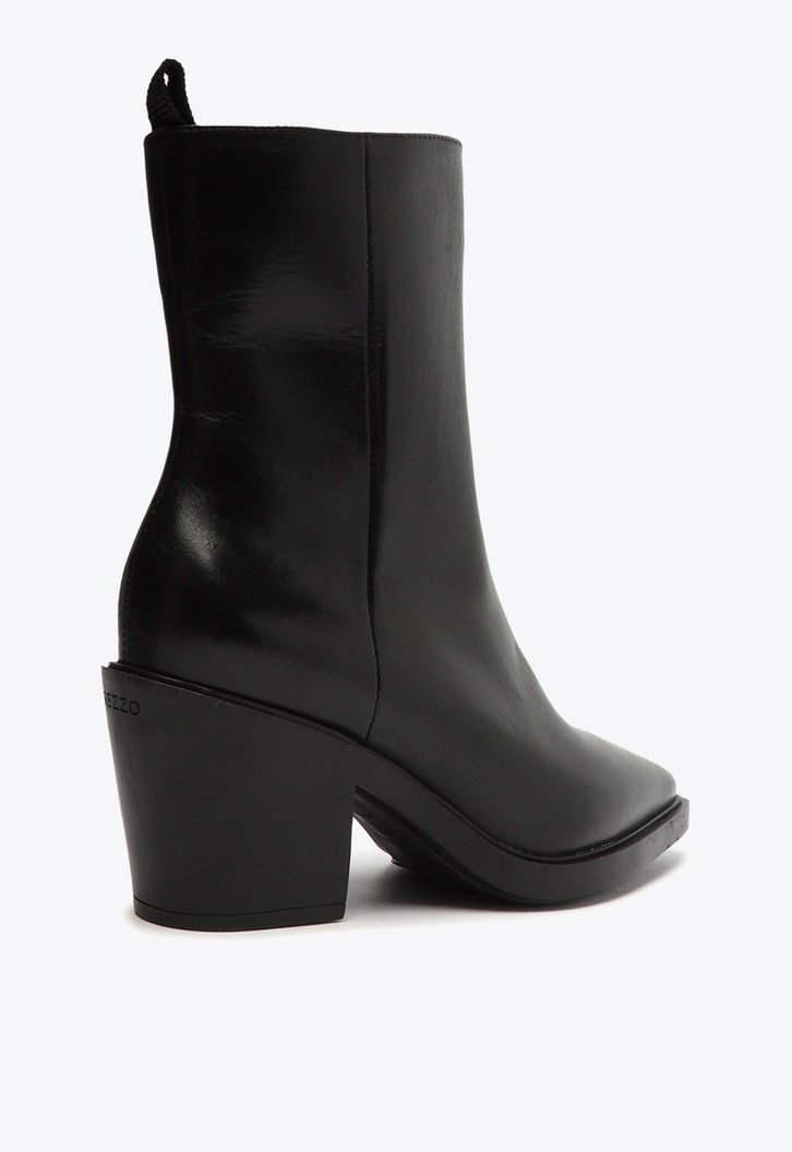Bota Preta Couro Cano Médio Western