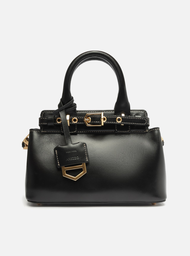 Bolsa Bag Tote Preta Arezzo Couro Pequena Charm Victória